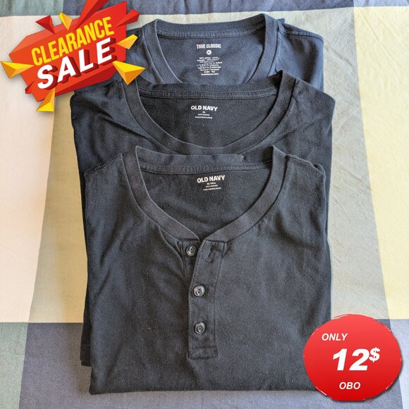 Multiple (3) Black/Navy Blue Men's T-Shirts Solid Color X-Large - Picture 1 of 5